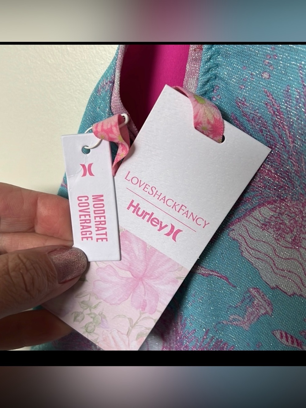 Hurley x LoveShackFancy Under The Sea Shimmer One Piece Swimsuit Sz S Sold Out - Picture 6 of 12